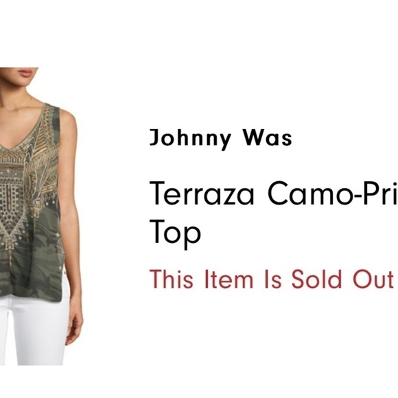 Johnny Was Crochet V Neck Terrazzo and Camo Tank Green Tan Womens size Small - Picture 3 of 8